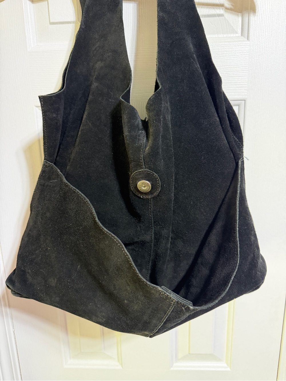 Free People black suede leather slouchy hobo boho tote shoulder bag - Picture 3 of 11